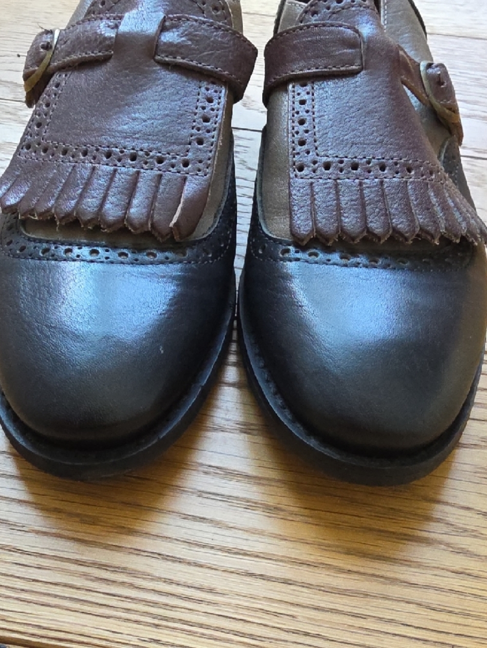 Women’s Two-Tone Leather Tassel Kiltie Slip-On Loafers - Brown/Gray - Picture 10 of 10